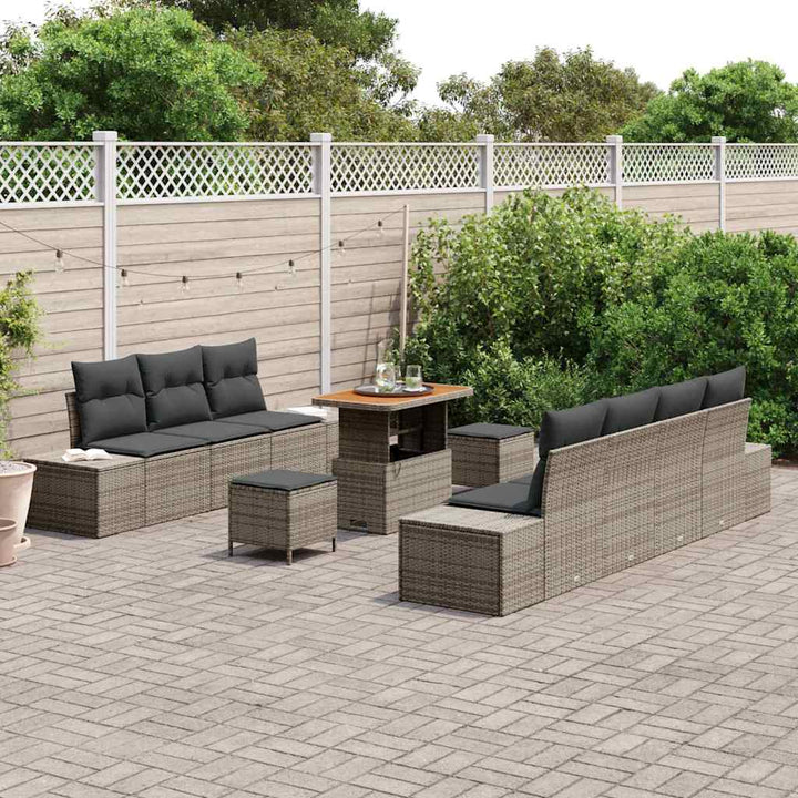 Havesofa Sæt med pude 10 pcs Grå polyrattan