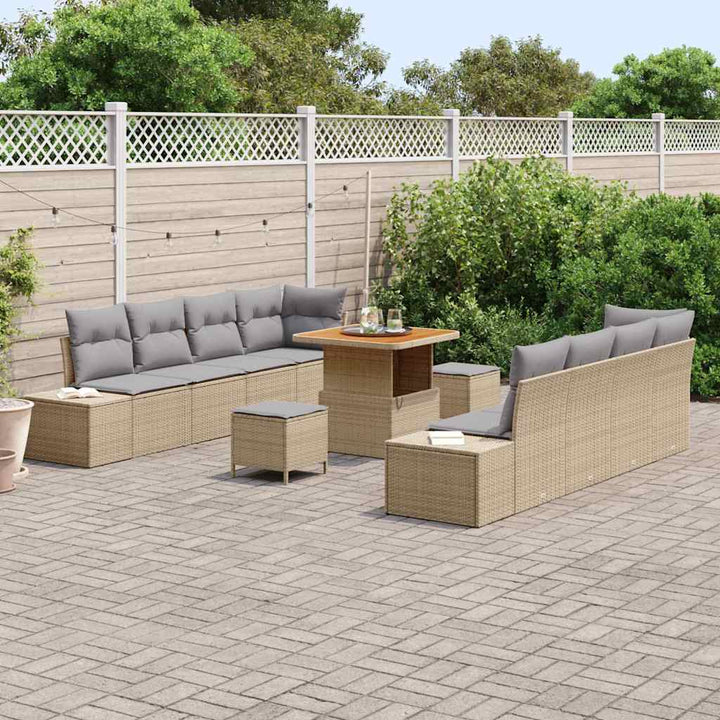 Havesofa Sæt med pude 11 pcs Beige polyrattan
