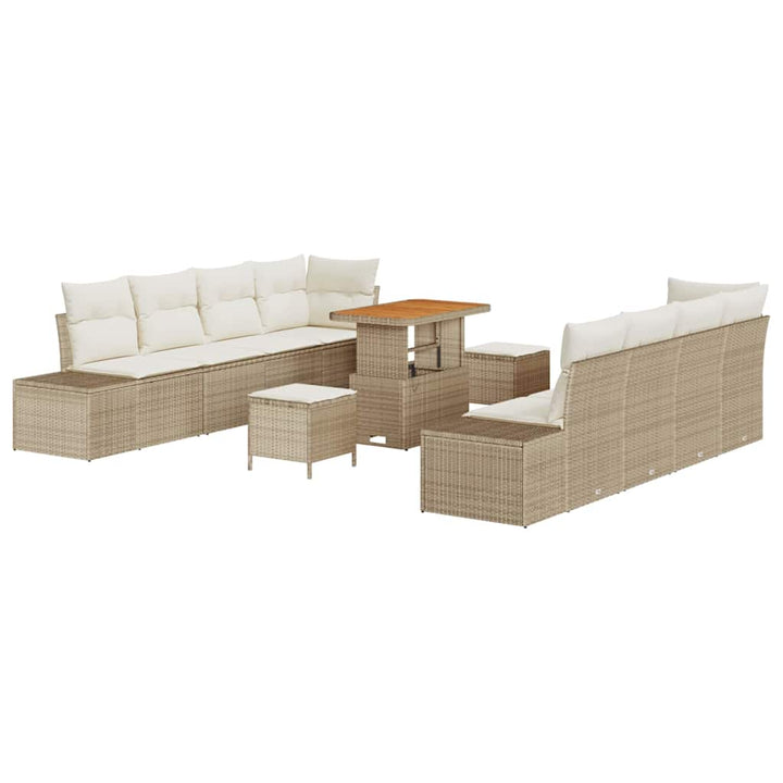 Havesofa Sæt med pude 11 pcs Beige polyrattan