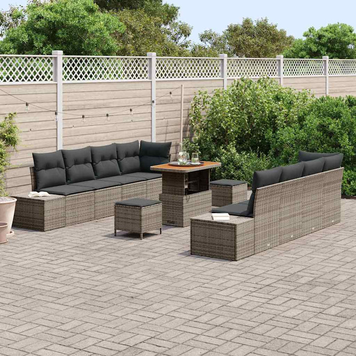 Havesofa Sæt med pude 11 pcs Grå polyrattan