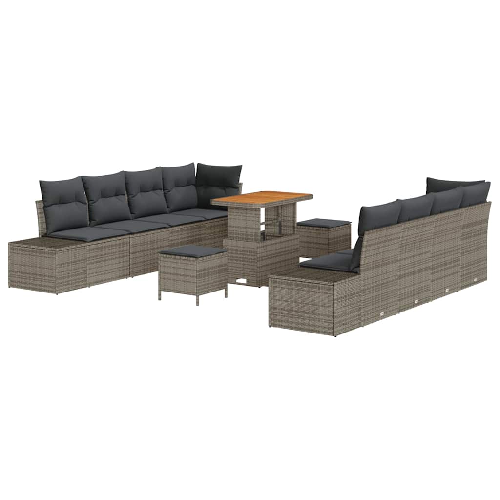 Havesofa Sæt med pude 11 pcs Grå polyrattan