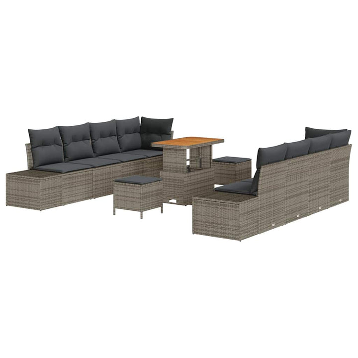 Havesofa Sæt med pude 11 pcs Grå polyrattan