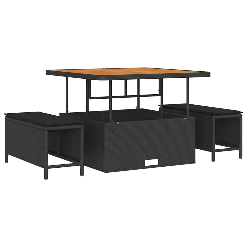 Havesofa Sæt 8 stk. Sort polyrattan