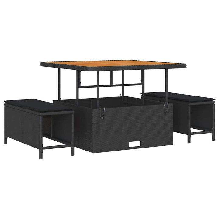 Havesofa Sæt 8 stk. Sort polyrattan