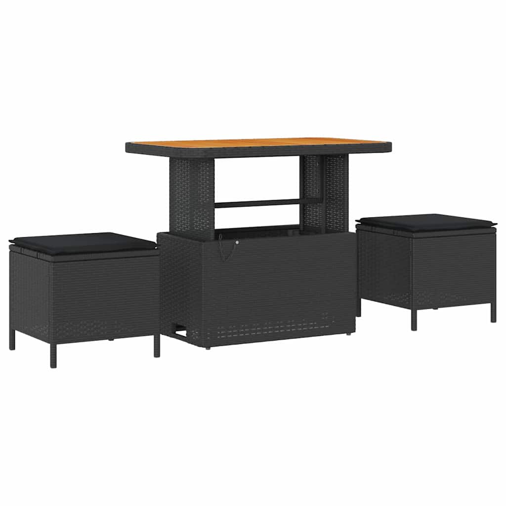 Havesofa Sæt 8 stk. Sort polyrattan