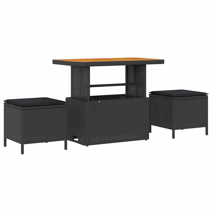 Havesofa Sæt 8 stk. Sort polyrattan