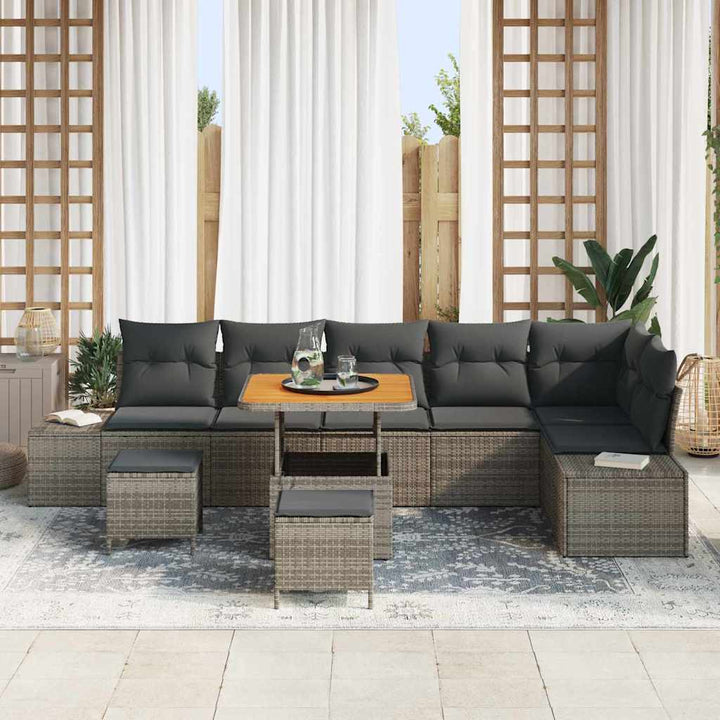 Havesofa Sæt 9 stk. Grå polyrattan