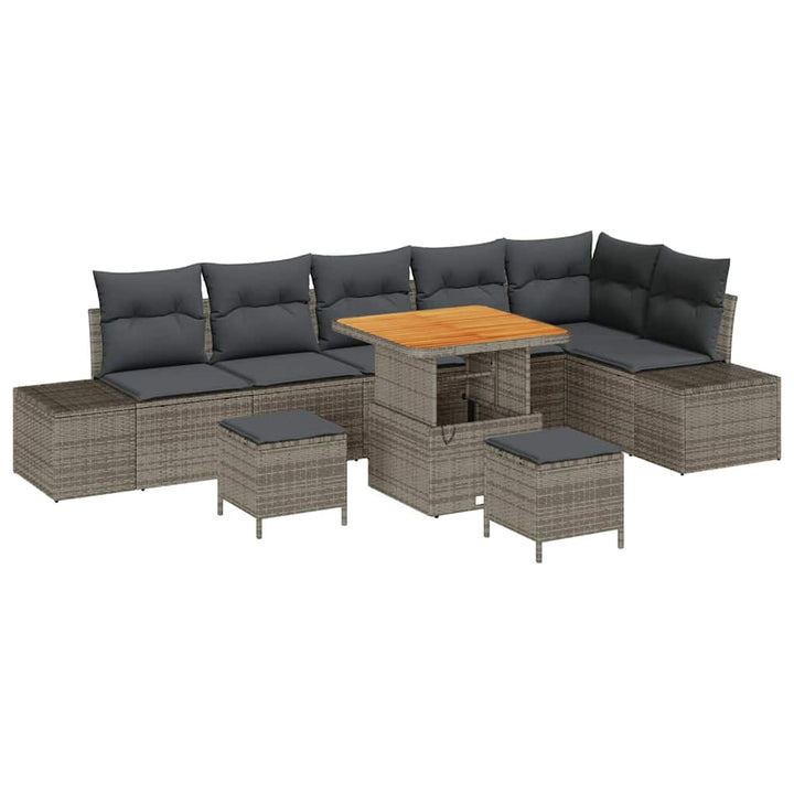 Havesofa Sæt 9 stk. Grå polyrattan