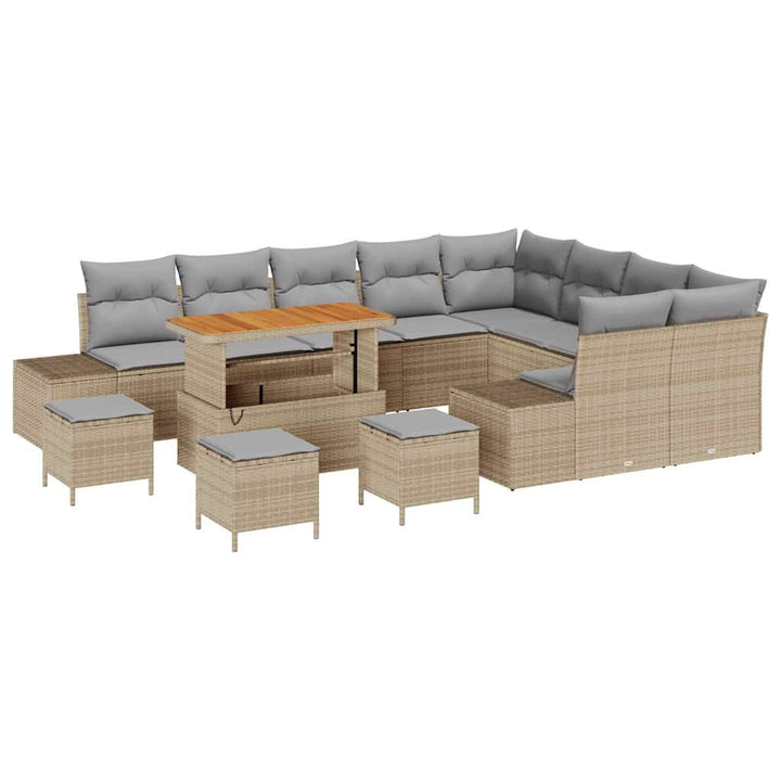 Havesofa Sæt med pude 13 pcs Beige polyrattan