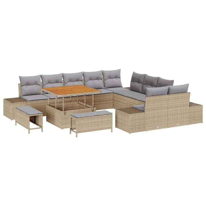 Havesofa Sæt med pude 13 pcs Beige polyrattan