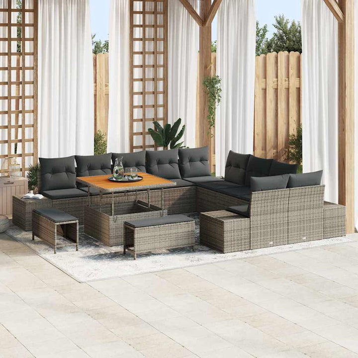 Havesofa Sæt med pude 13 pcs Grå polyrattan