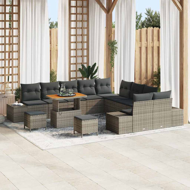 Havesofa Sæt med pude 13 pcs Grå polyrattan