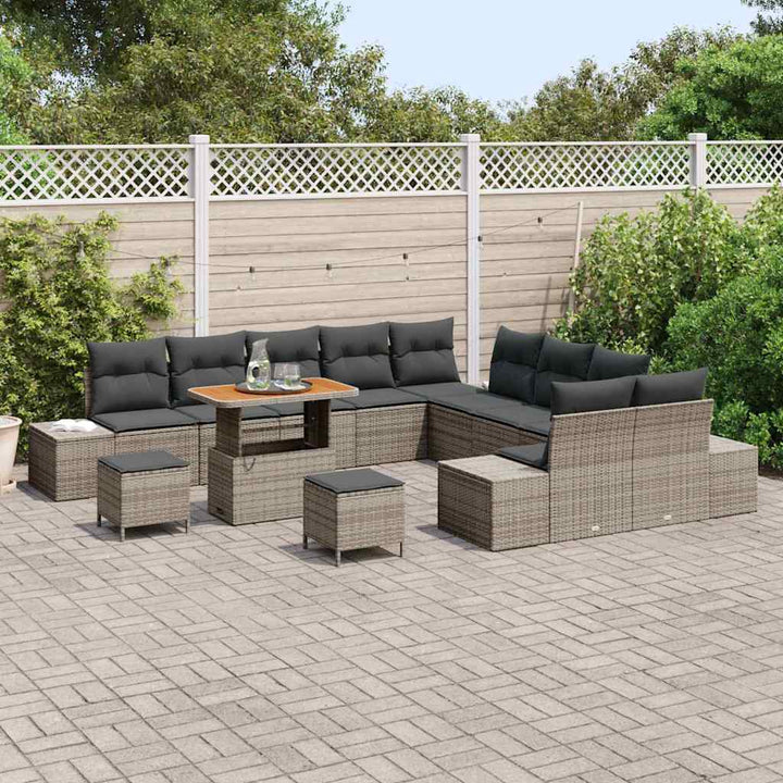 Havesofa Sæt med pude 13 pcs Grå polyrattan