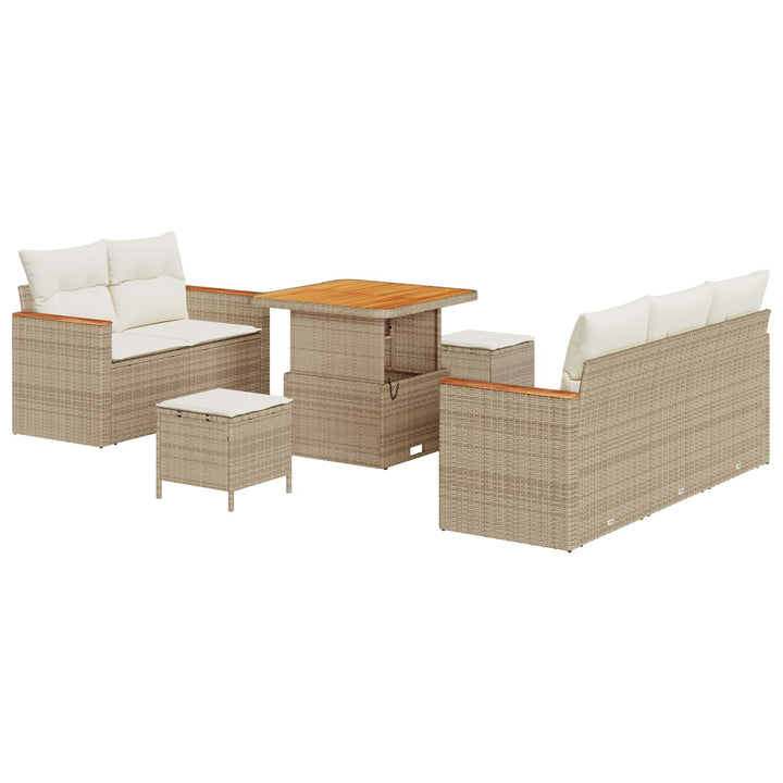 Havesofa Sæt 8 pcs Beige polyrattan