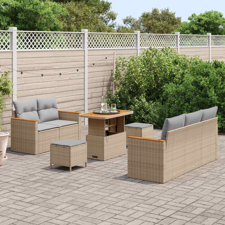 Havesofa Sæt 8 pcs Beige polyrattan