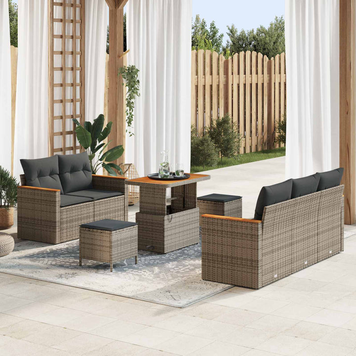 Havesofa Sæt 8 pcs Grå polyrattan