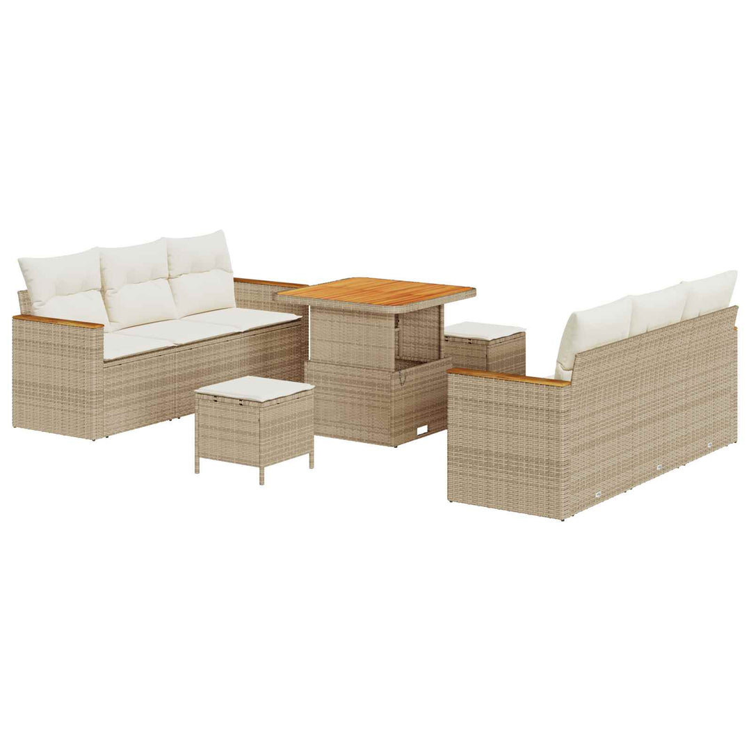 Havesofa Sæt 9 pcs Beige polyrattan