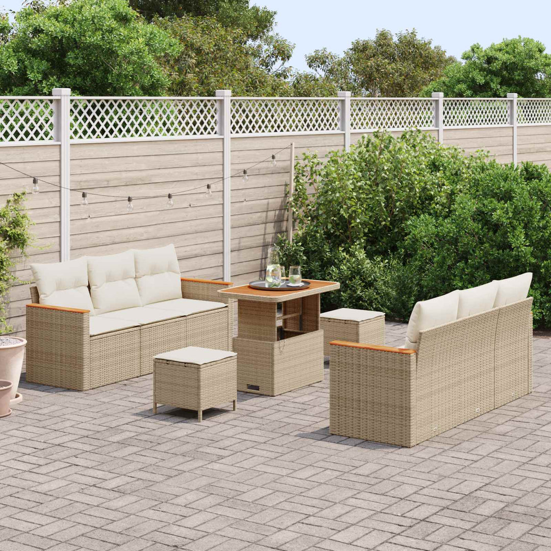 Havesofa Sæt 9 pcs Beige polyrattan