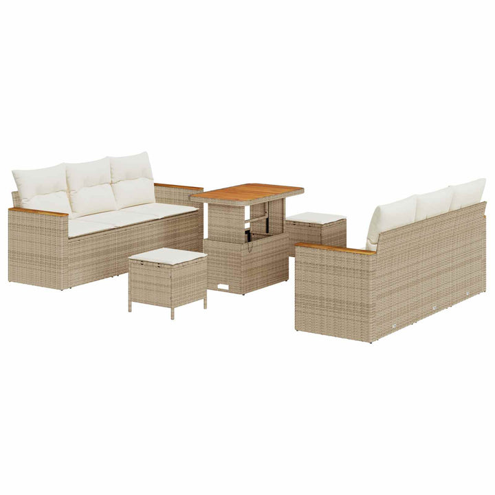 Havesofa Sæt 9 pcs Beige polyrattan