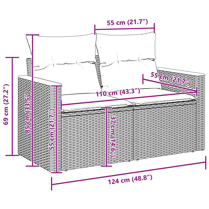 Havesofa Sæt 9 pcs Beige polyrattan