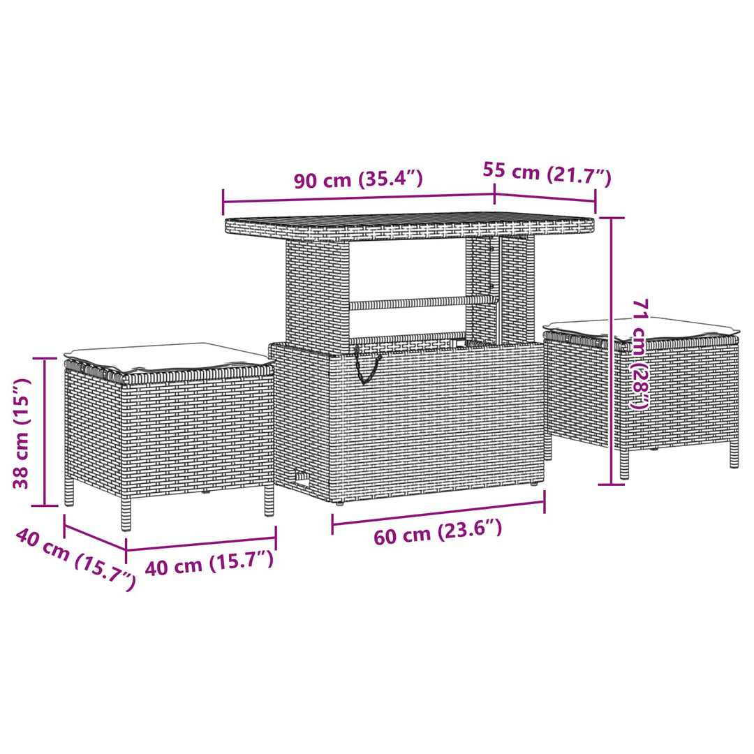 Havesofa Sæt 9 pcs Beige polyrattan