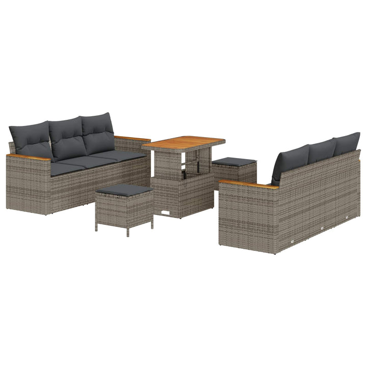 Havesofa Sæt 9 pcs Grå polyrattan