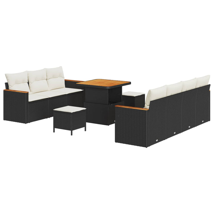 Havesofa Sæt 10 pcs Sort polyrattan