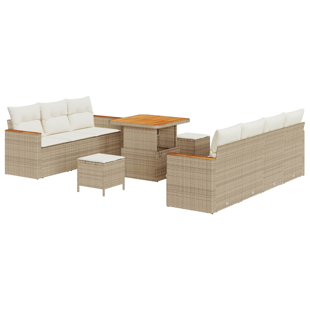 Havesofa Sæt 10 pcs Beige polyrattan