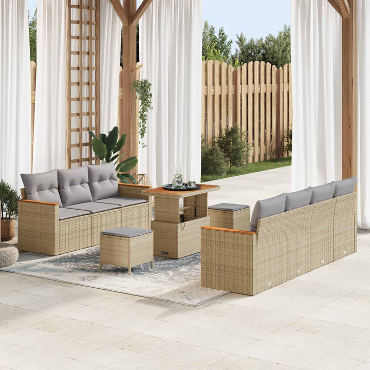 Havesofa Sæt 10 pcs Beige polyrattan