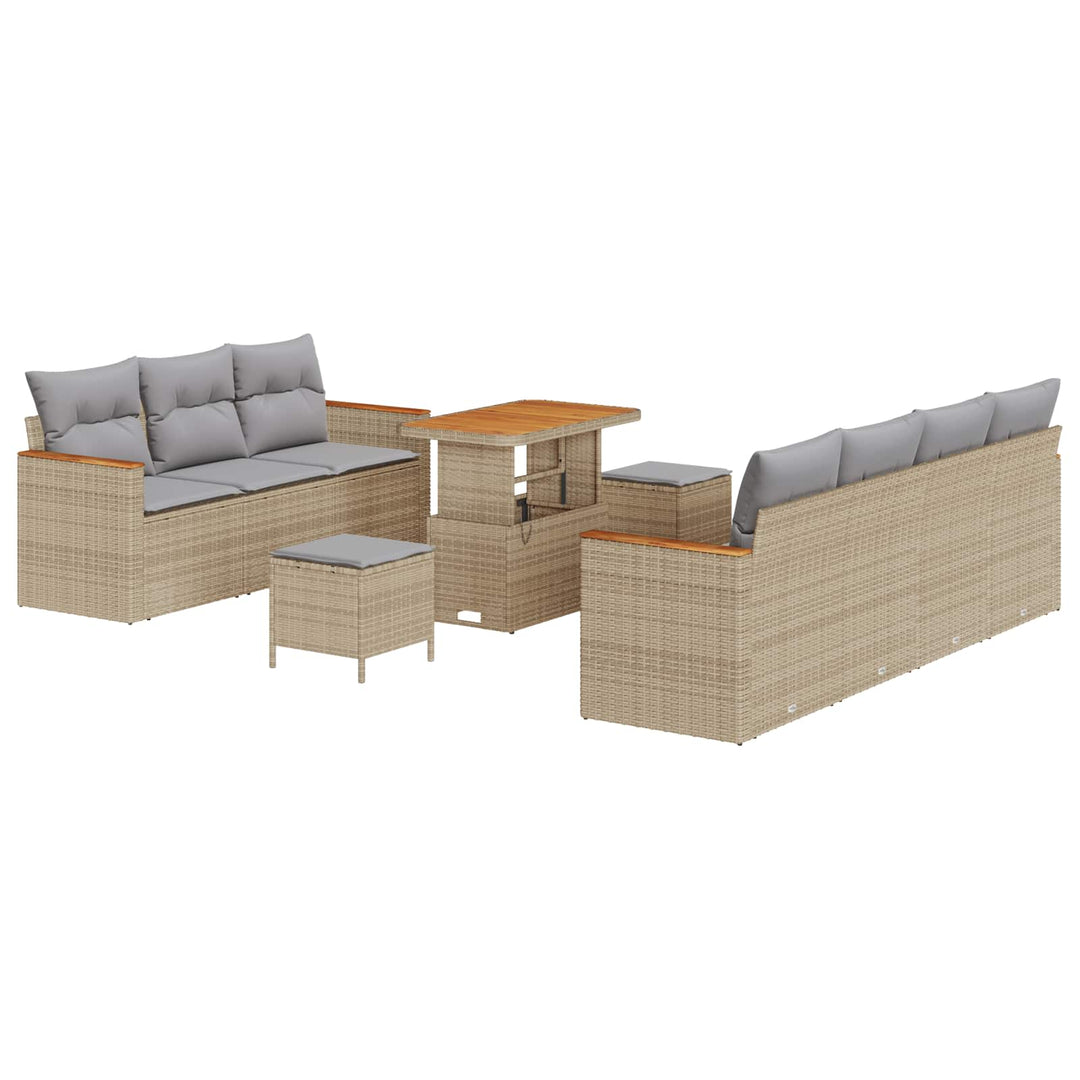 Havesofa Sæt 10 stk. Beige polyrattan