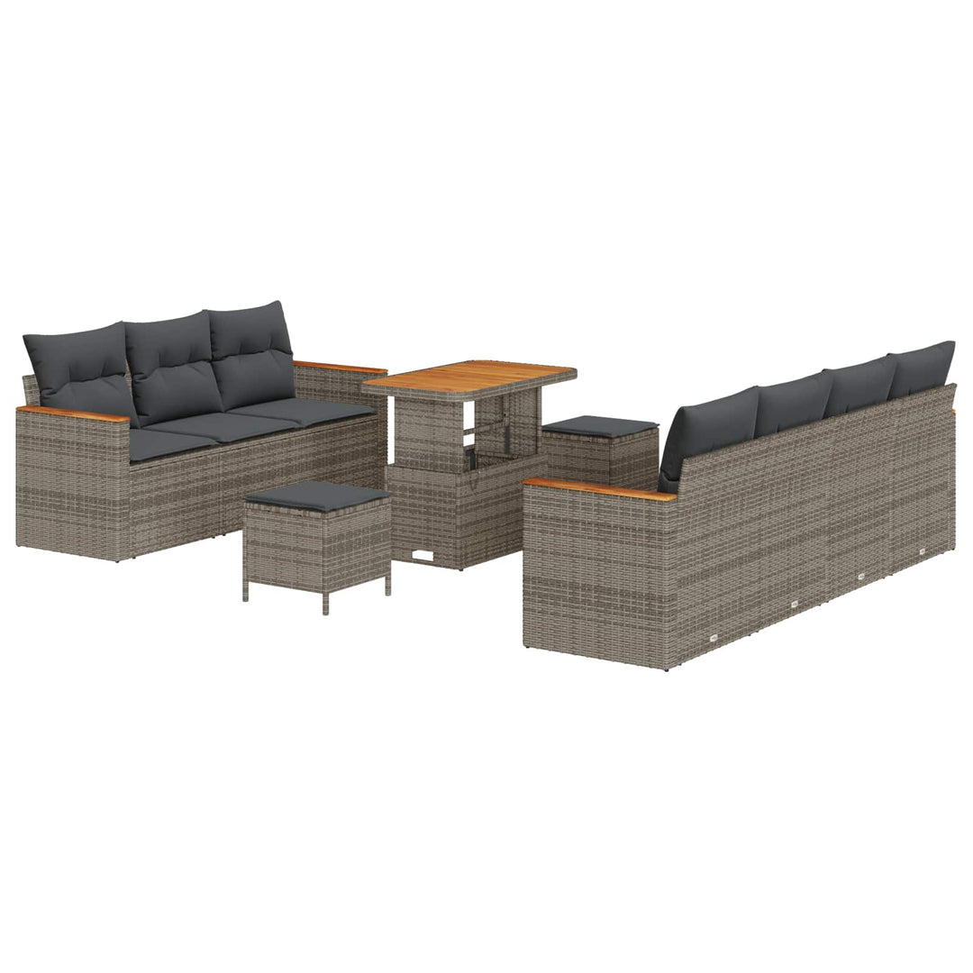 Havesofa Sæt 10 pcs Grå polyrattan