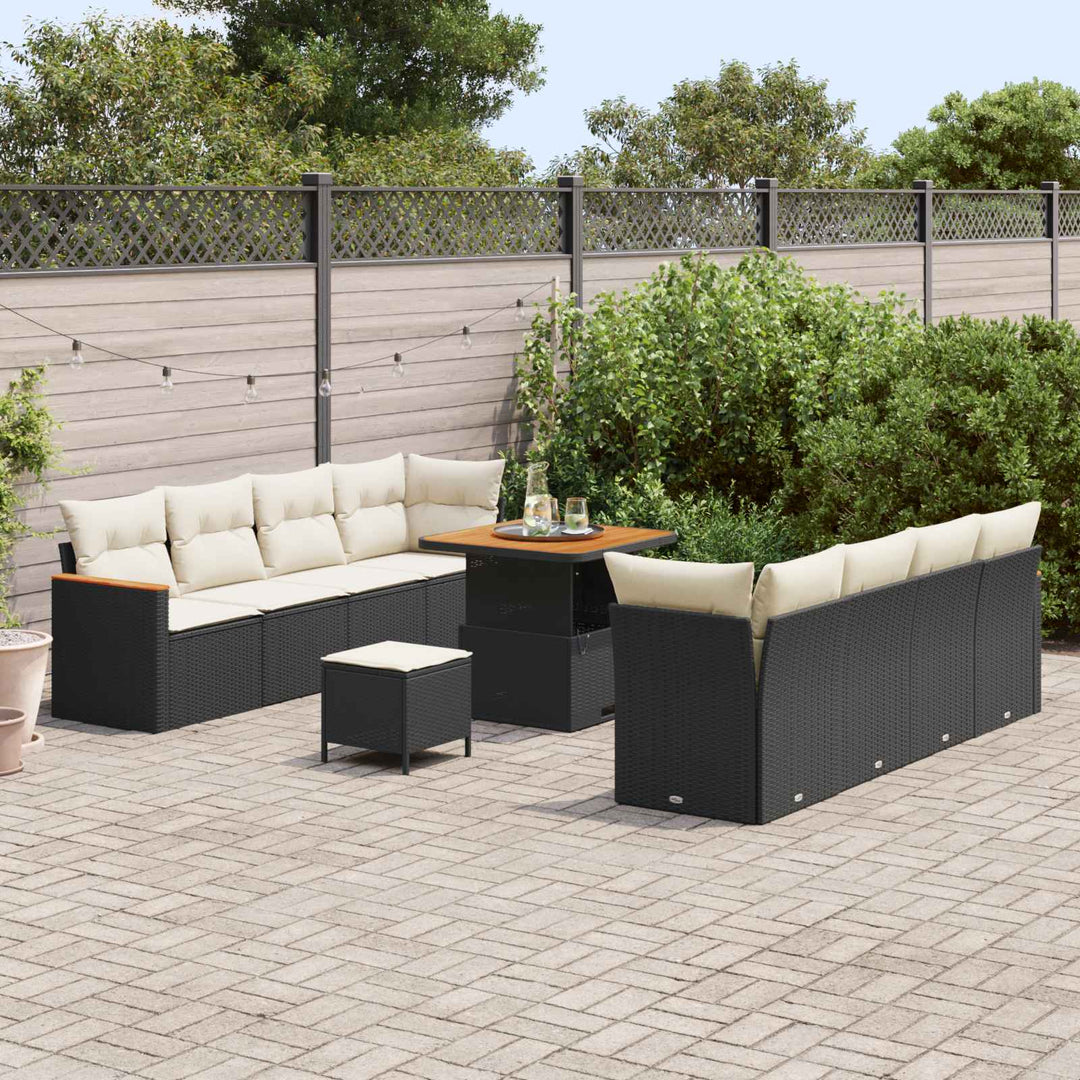 Havesofa Sæt 11 pcs Sort polyrattan