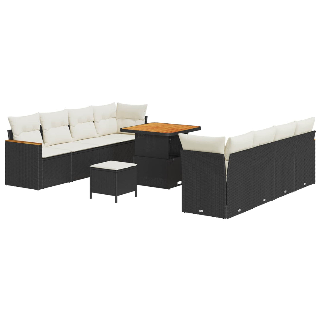 Havesofa Sæt 11 pcs Sort polyrattan