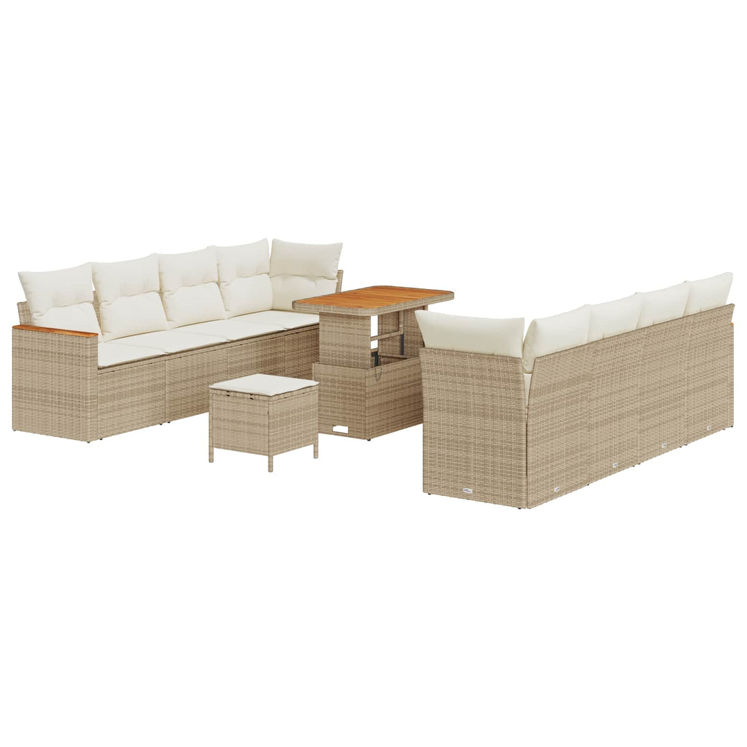 Havesofa Sæt 11 pcs Beige polyrattan