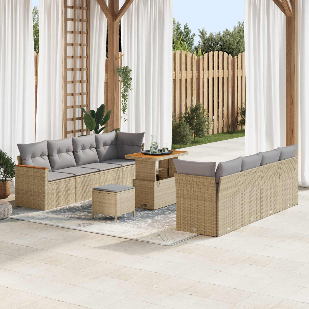 Havesofa Sæt 11 stk. Beige polyrattan