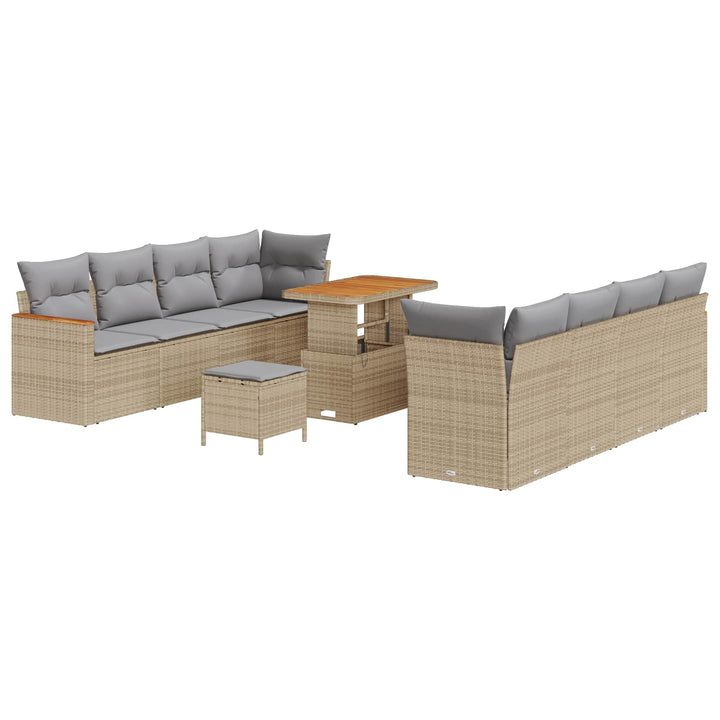 Havesofa Sæt 11 pcs Beige polyrattan