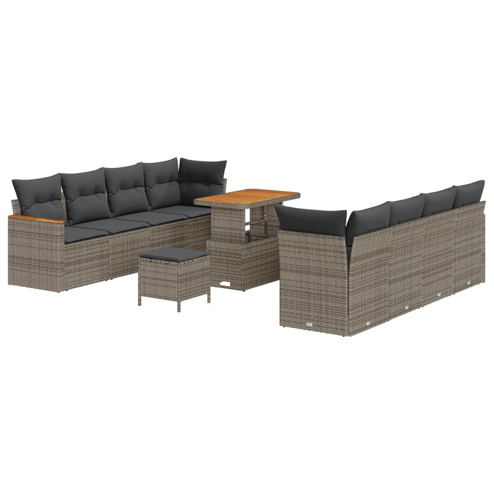 Havesofa Sæt 11 pcs Grå polyrattan