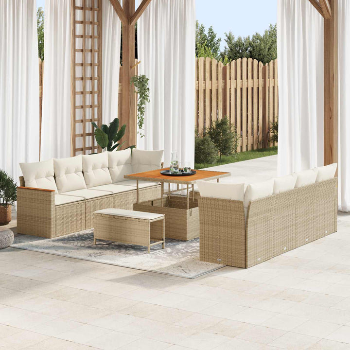 Havesofa Sæt 11 pcs Beige polyrattan