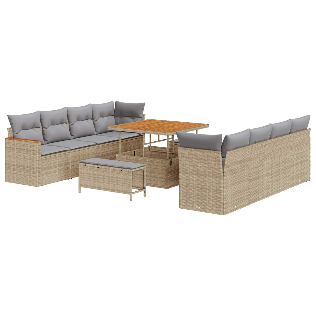 Havesofa Sæt 11 pcs Beige polyrattan