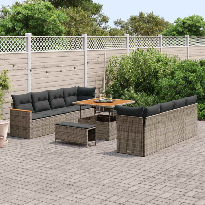 Havesofa Sæt 11 pcs Grå polyrattan
