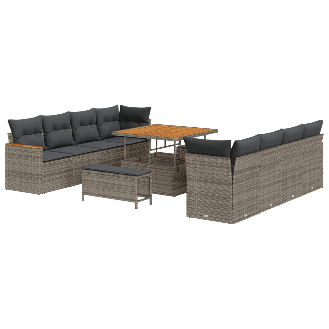 Havesofa Sæt 11 pcs Grå polyrattan