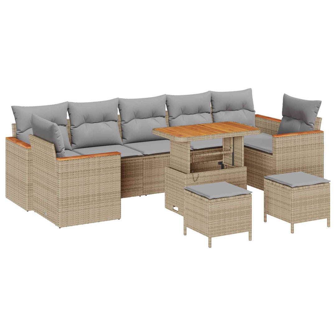 Havesofa Sæt 10 pcs Beige polyrattan