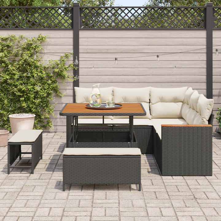 Havesofa Sæt 8 stk. Sort polyrattan