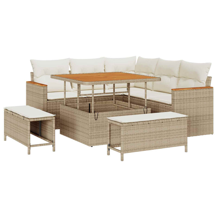 Havesofa Sæt 8 pcs Beige polyrattan