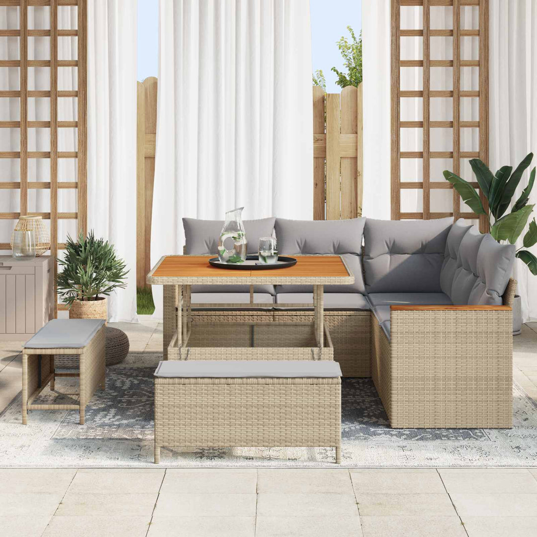 Havesofa Sæt 8 pcs Beige polyrattan