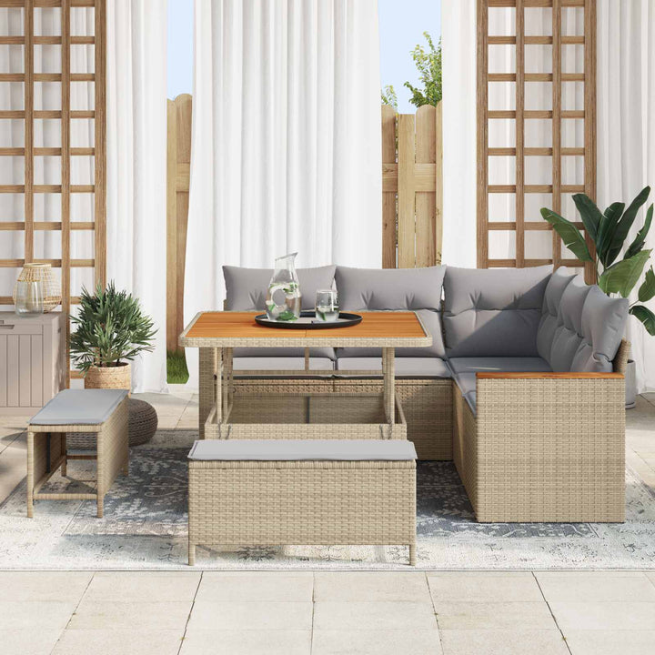 Havesofa Sæt 8 pcs Beige polyrattan
