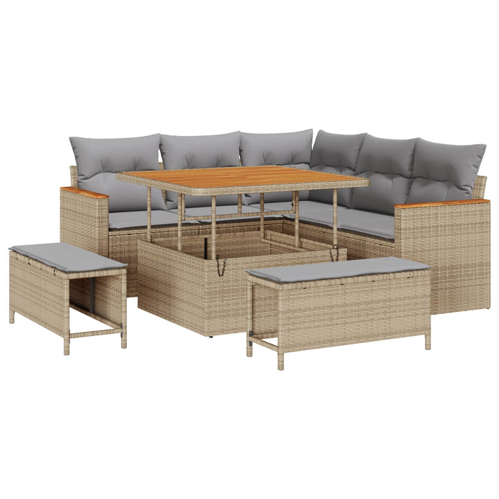 Havesofa Sæt 8 pcs Beige polyrattan