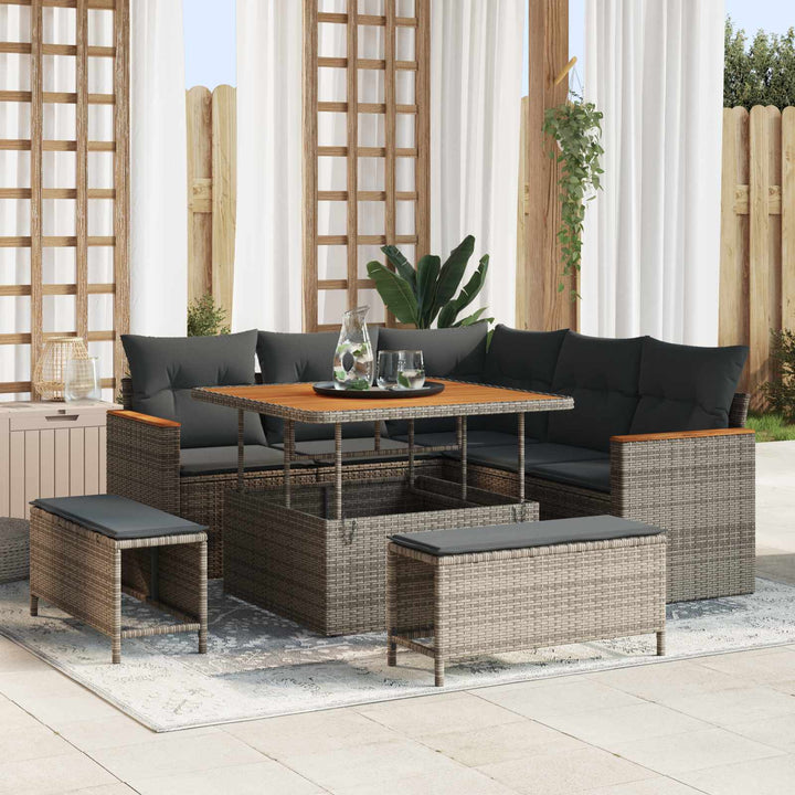Havesofa Sæt 8 pcs Grå polyrattan