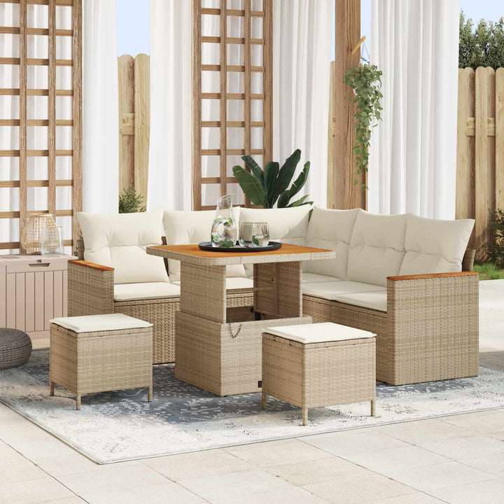Havesofa Sæt 8 pcs Beige polyrattan