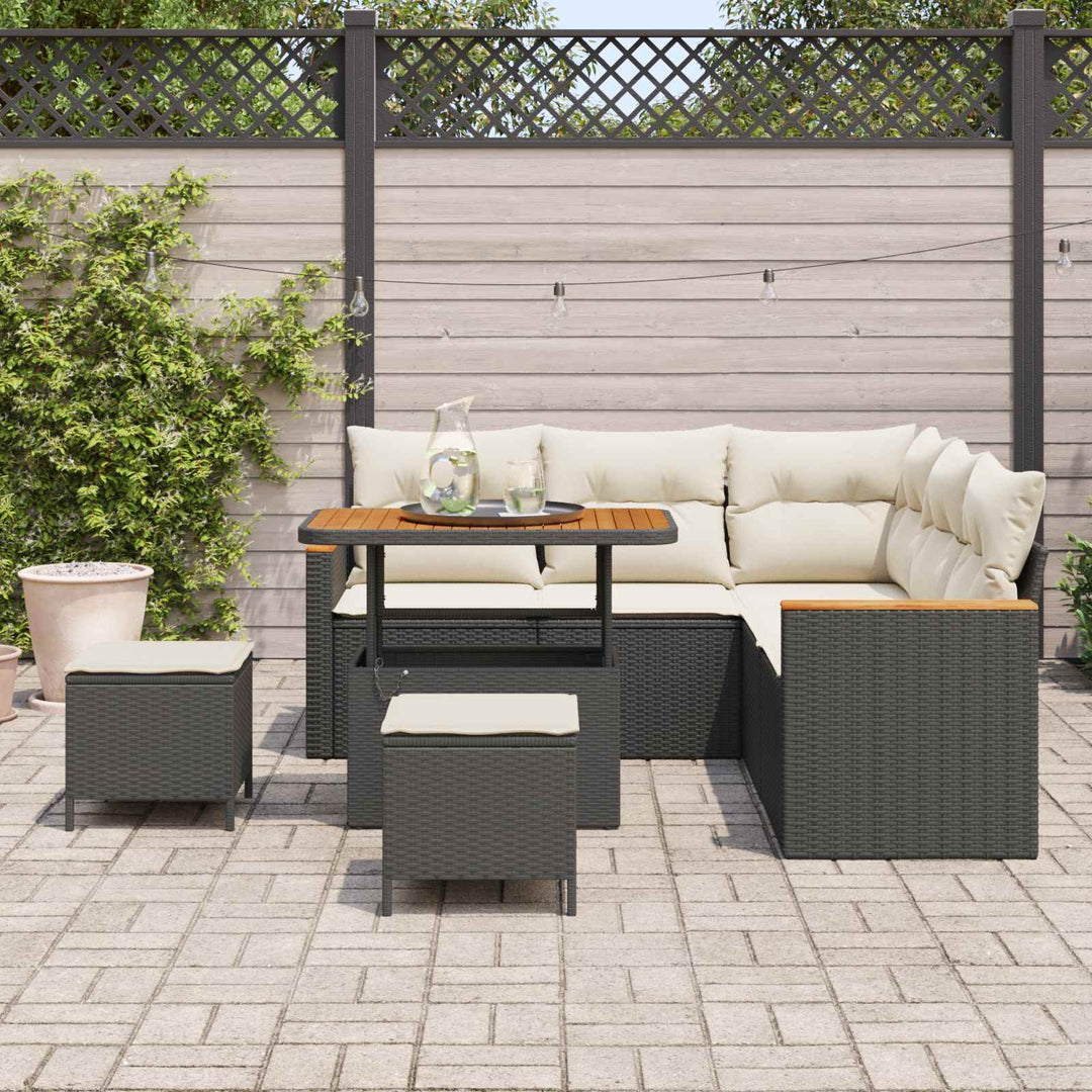 Havesofa Sæt 8 stk. Sort polyrattan
